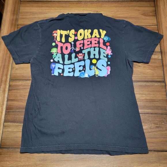 Inside Out Black Unisex Tee "It's Okay To Feel All The Feels" - Size Medium - Picture 3 of 5